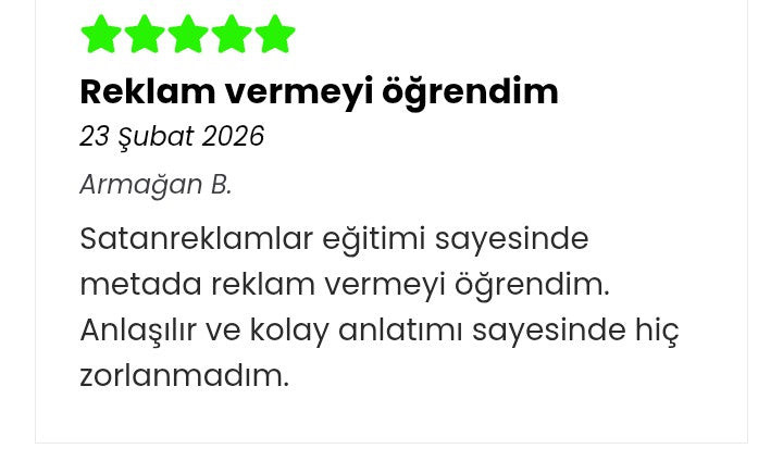 Doğrulanmış SatanReklamlar eğitim yorumu 2