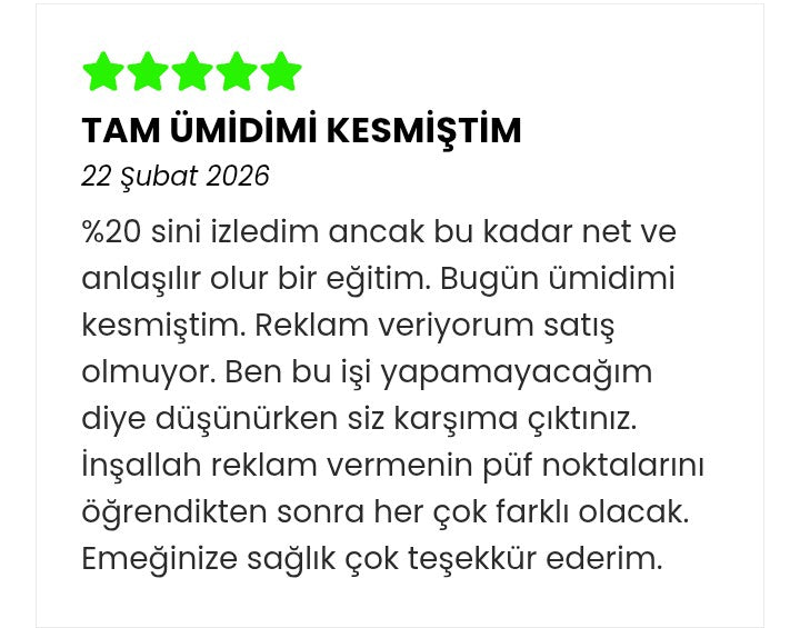 Doğrulanmış SatanReklamlar eğitim yorumu 3