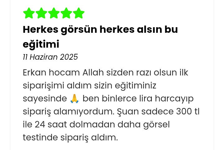 Doğrulanmış SatanReklamlar eğitim yorumu 5