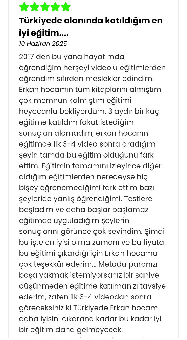 Doğrulanmış SatanReklamlar eğitim yorumu 8