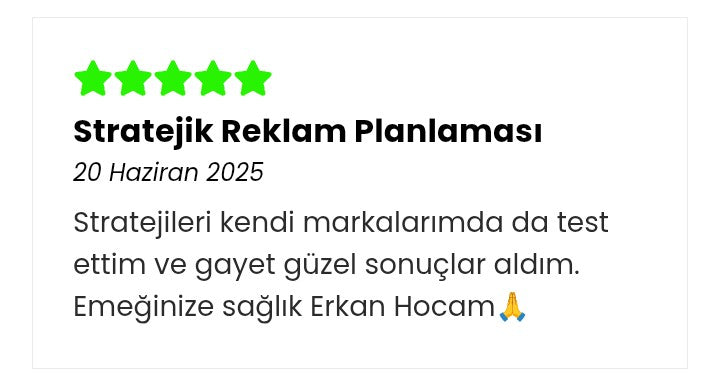Doğrulanmış SatanReklamlar eğitim yorumu 13