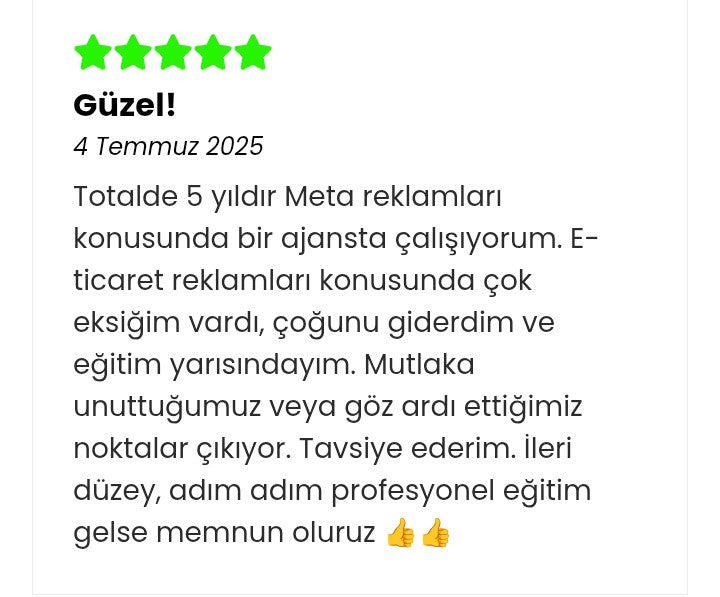 Doğrulanmış SatanReklamlar eğitim yorumu 15